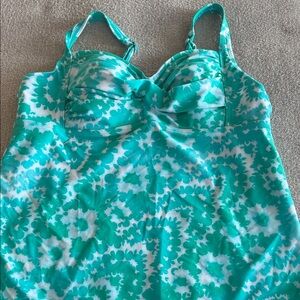 Bisou Bisou Teal & White Tankini